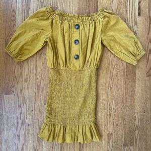 Zara Ruched Mustard Dress